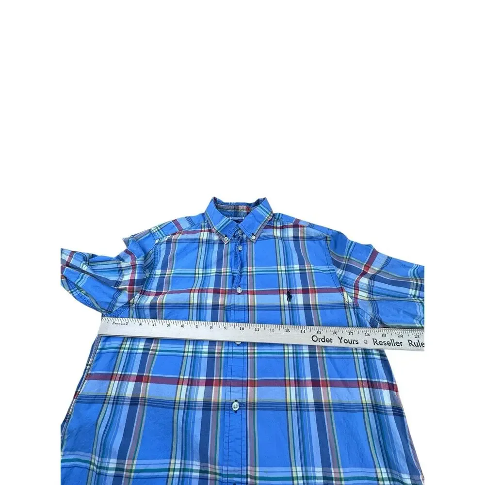 Ralph Lauren Boys Plaid Button Down Shirt Long Sleeve Polo Pony Lot Of 3 XL